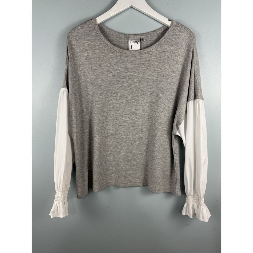 Finley Women's Top Size XL T Shirt Blouse Gray White Oversized USA‎